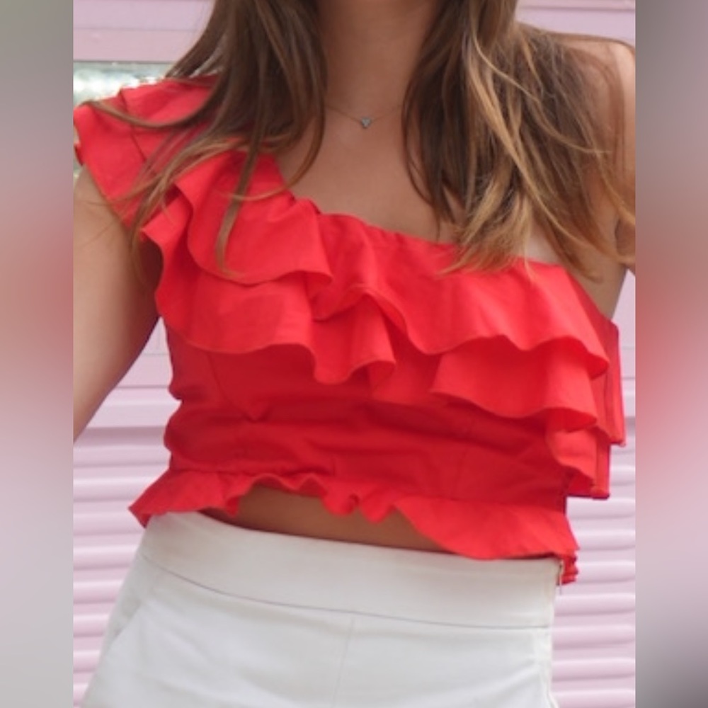Revolve red ruffle top
